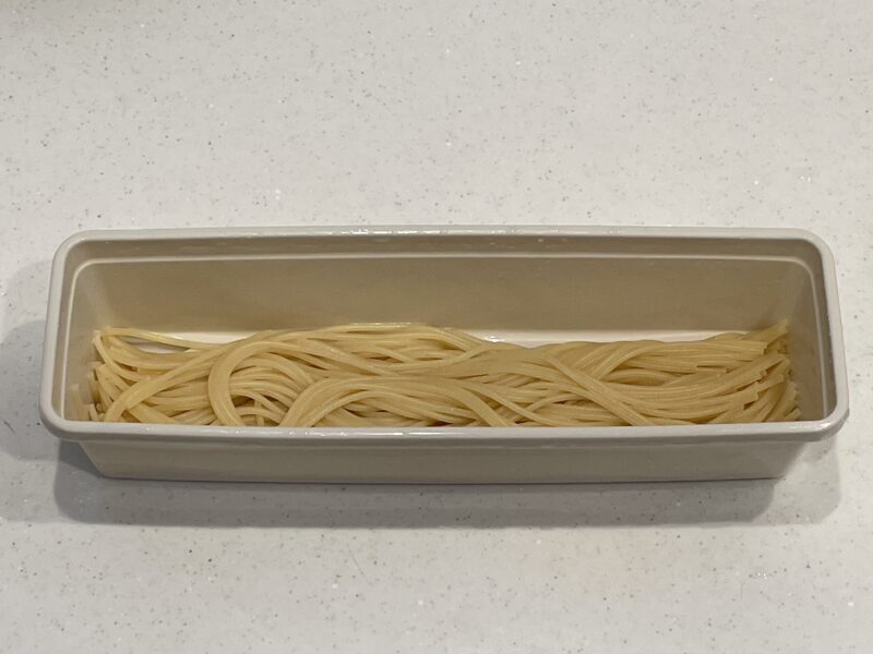 電子レンジ調理容器で作ったパスタ